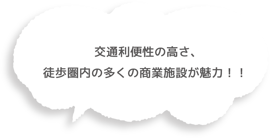 交通利便性の高さ、徒歩圏内の多くの商業施設が魅力！！